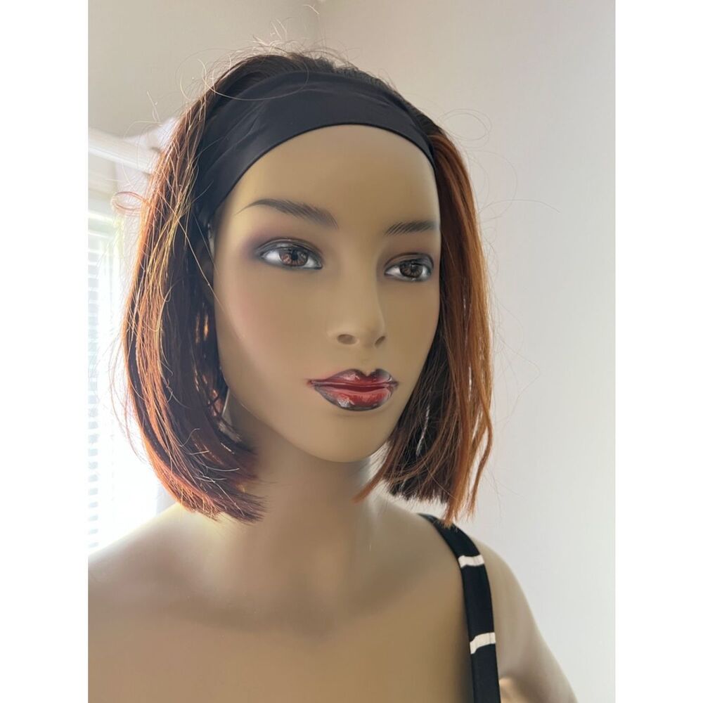 Amazon Black Headband Bob Wig with Auburn Highlights